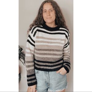 VINTAGE CHENILLE STRIPE MOCK NECK SWEATER